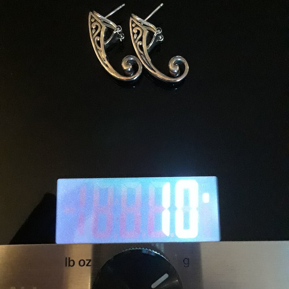 Solid 925 Sterling Silver Scroll Earrings - image 6